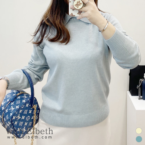 [제평세일]Luxe 파스텔 카라 knit
