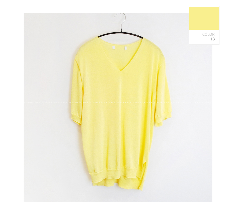 반팔 티셔츠 옐로우 색상 이미지-S1L45